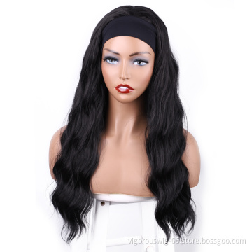 2020 New Fashion Headwrap Wholesale Machine Made Pre Plucked Cheap Glueless Body Wave For Women Headband Wigs Synthetic Hair